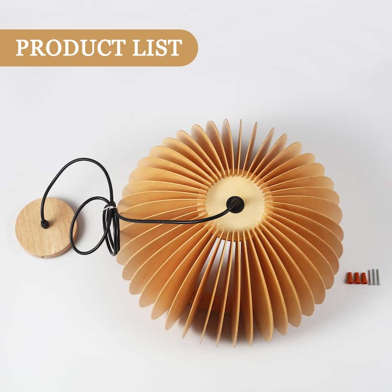 Single-light minimalist wooden pendant lamp with adjustable height