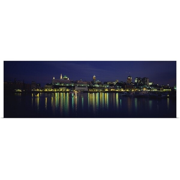 "Buildings lit up at night, Quebec City, Quebec, Canada" Poster Print
