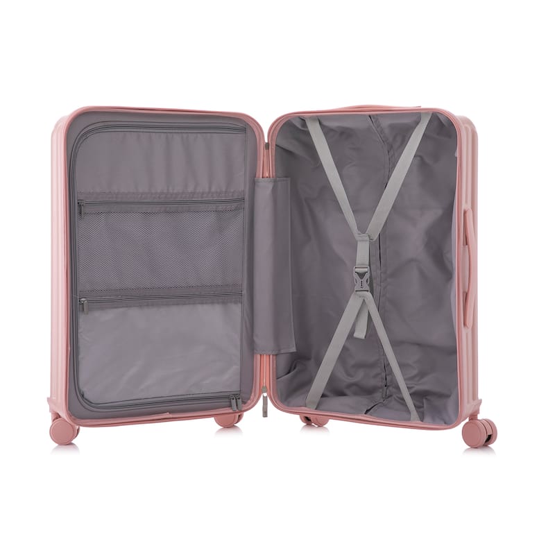 20"/24"/28" 3-Piece Modern Luggage Sets with Cup Holder, USB Port and Phone Holder, for Boarding Travel, Pink