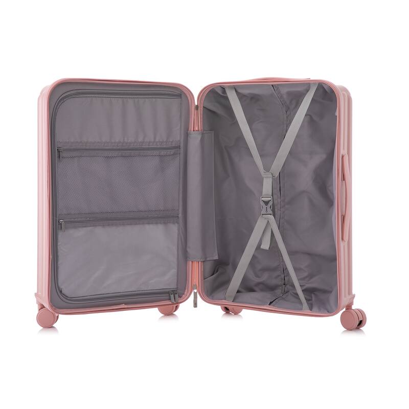 Carry on Hardshell 3 Piece ABS Luggage Set with Cup Holder & USB Port & Phone Holder