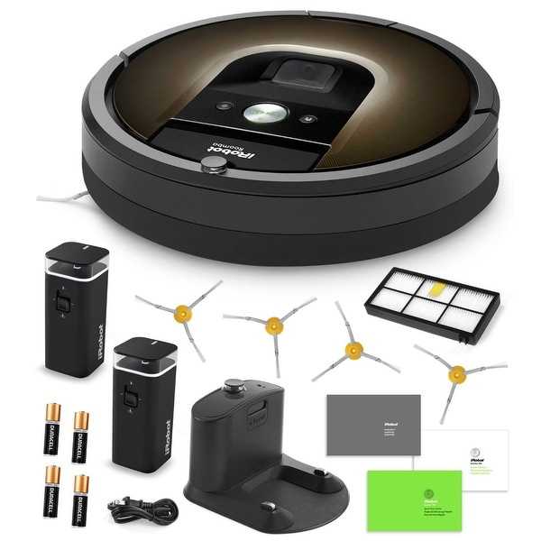 iRobot Roomba 980 Vacuum Cleaner Robot + 2 Dual Mode Virtual Walls + 4 Extra Side Brushes + Extra High Efficiency Filter