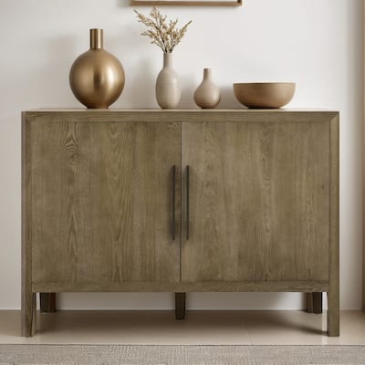 Storage Cabinet Sideboard Wooden Cabinet with 2 Metal handles and 2 Doors for Hallway, Entryway