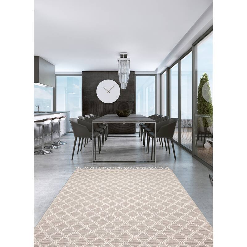 ECARPETGALLERY Braid weave Sienna Grey Wool Rug - 5'2 x 7'8