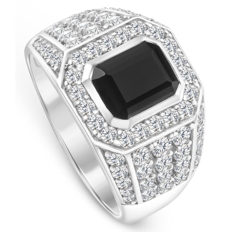 Bliss Diamond Men's 1 1/2Ct Diamond & Emerald Onyx Ring White, Yellow, or Rose Gold Lab Grown - 6.5 - Rose