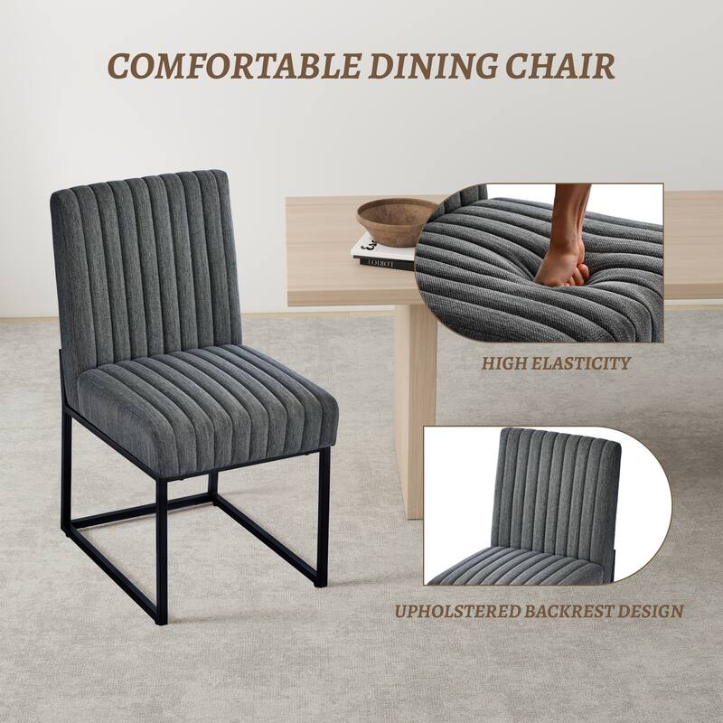 Mid Century Modern Dining Chair with Black Metal Legs