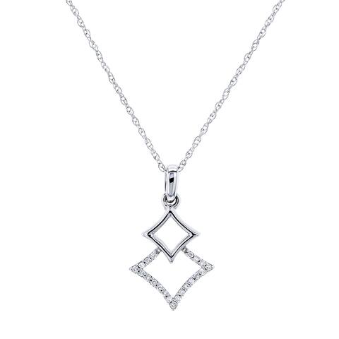 Annello by Kobelli 10k Gold Rhombus Geometric Diamond Necklace, 18 Inch