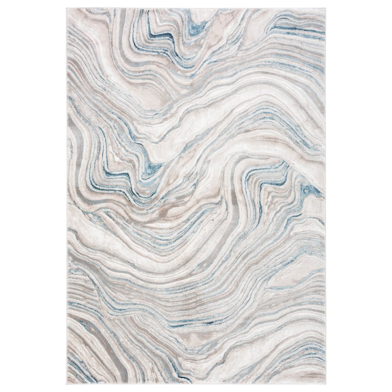 SAFAVIEH Meadow Marjolein Modern Abstract Rug - 6'7" Square - Beige/Blue