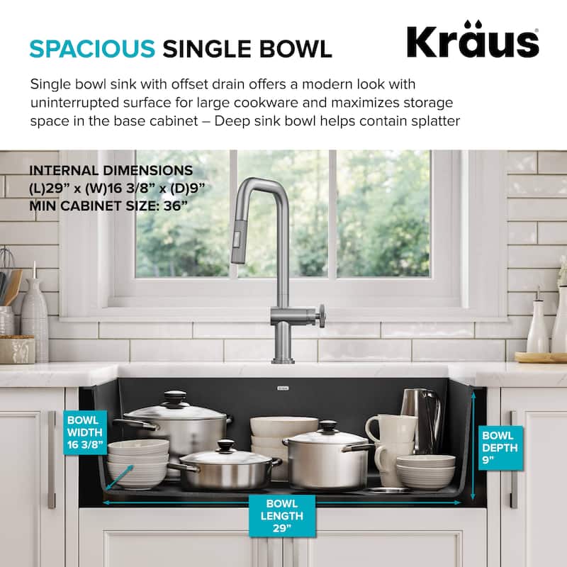 KRAUS Forteza Granite 32 inch 1-Bowl Undermount Kitchen Sink