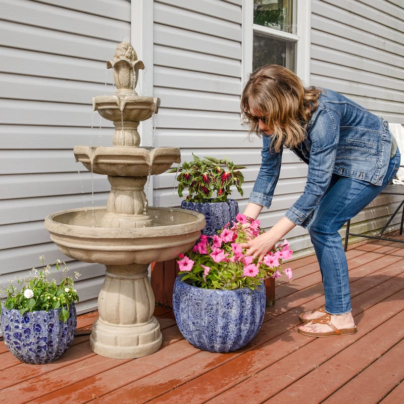 Sunnydaze 3-Tier Outdoor Water Fountain with Pump - 48" H