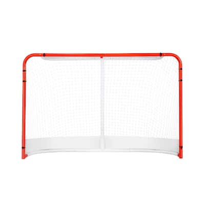 White Street Hockey Net with Orange Steel Frame Perfect for Indoor and Outdoor