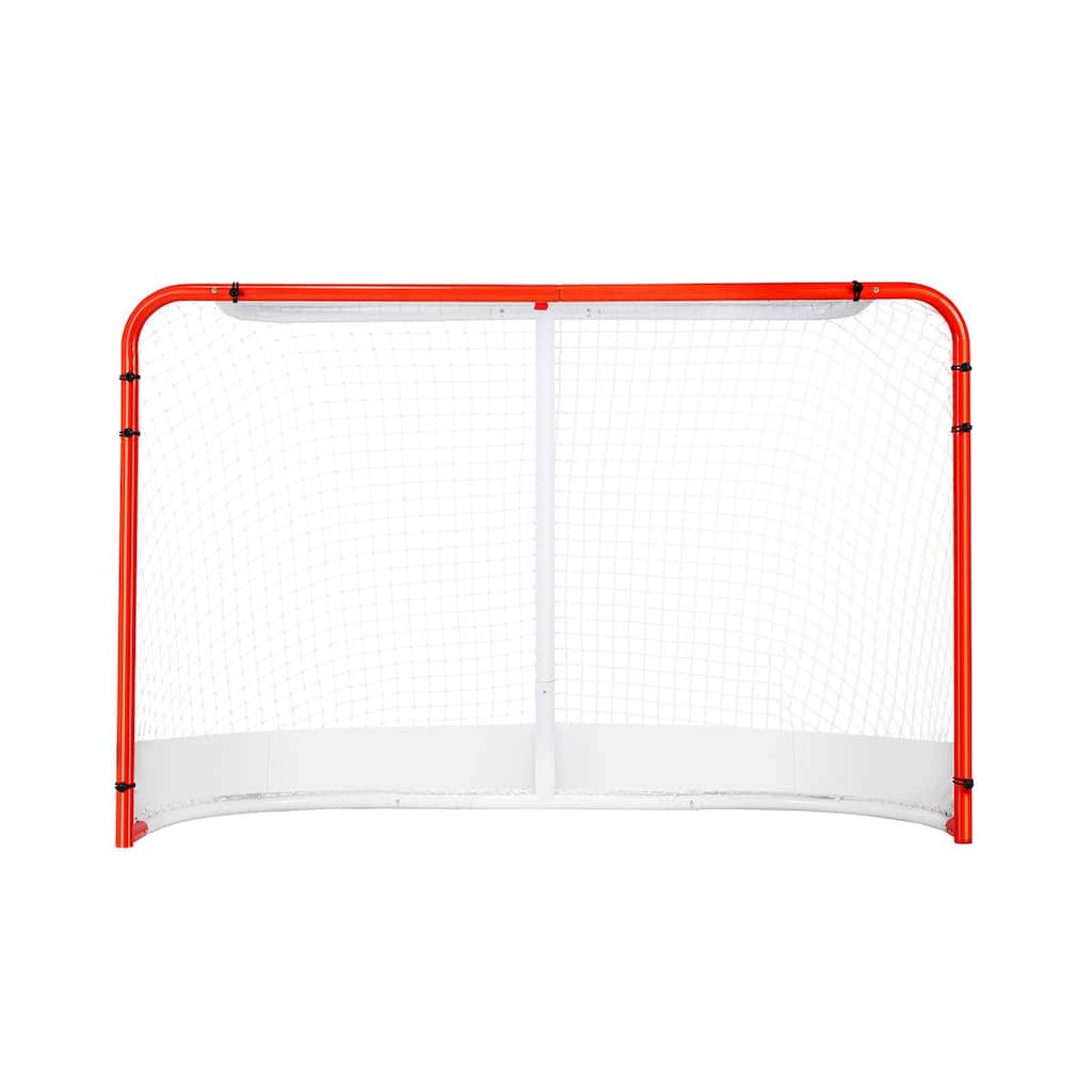 White Street Hockey Net with Orange Steel Frame Perfect for Indoor and Outdoor