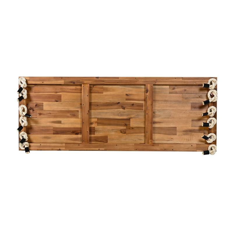 10.8Ft Patio Wooden Hanging Porch Swing Bench with Cushions