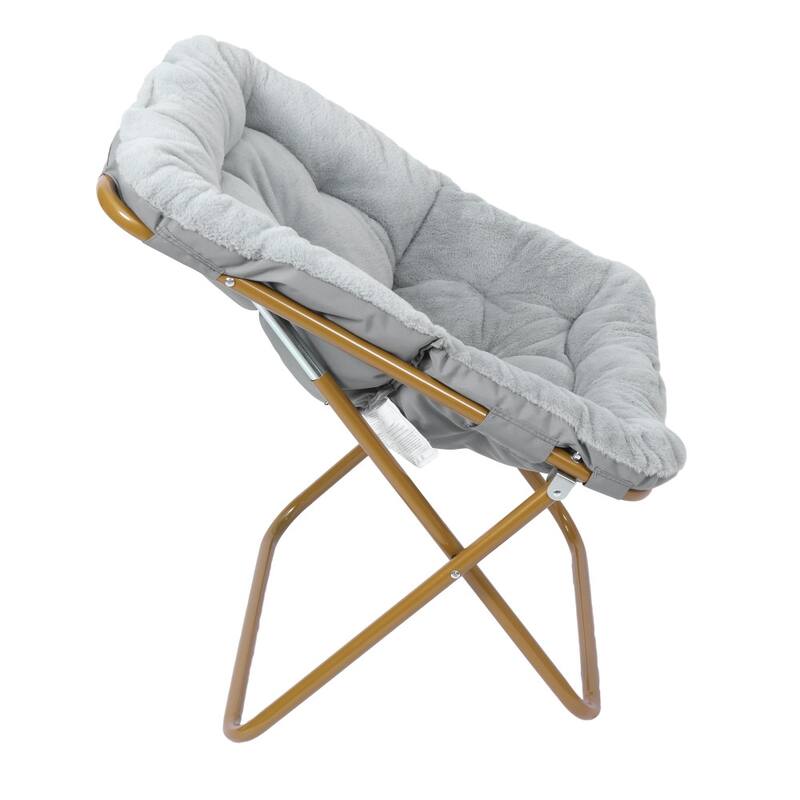 Oversized Folding Upholstered Saucer Chair with Ottoman