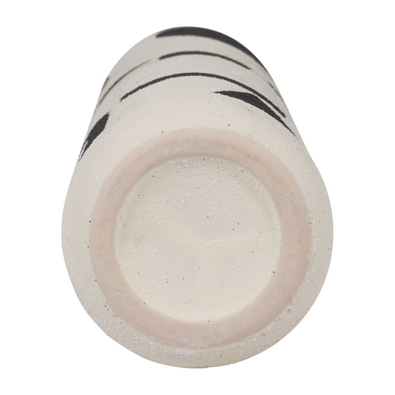 Ceramic Cylinder Geometric Funky Vase - Ivory, 15"