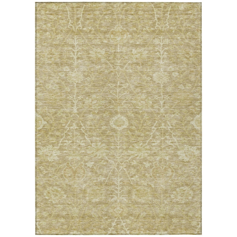 Machine Washable Indoor/ Outdoor Traditional Kashan Chantille Rug