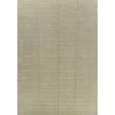 Hand Knotted Oriental 100% Wool Carpet Modern Solid Green Gabbeh Area Rug - 13' 0'' X 10' 3''