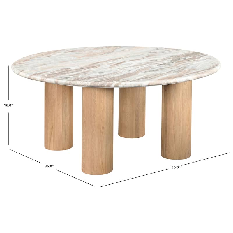 SAFAVIEH Couture Tylee Solid Wood/Marble Coffee Table - 36Wx36Dx16H