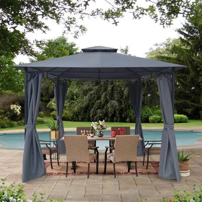 10' X 10' Steel Polyester Soft-Top Outdoor Canopy Gazebo Patio Tent