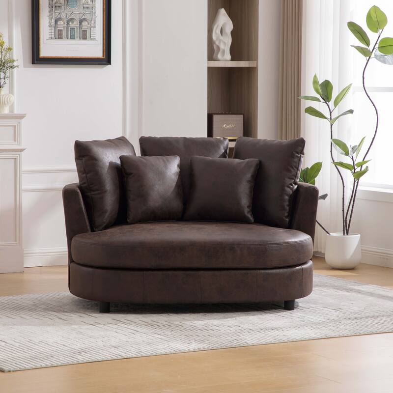 55.1" W Accent Barrel Chair,Modern Oversized Sofa Chair with 5 Pillows