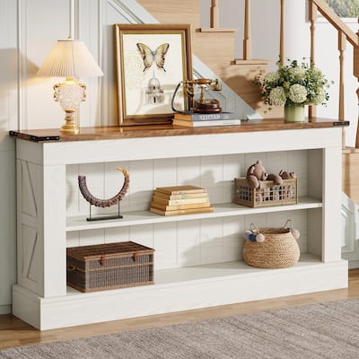 63 Inch Long Entryway Table, Narrow Sofa Console Table with Shelf