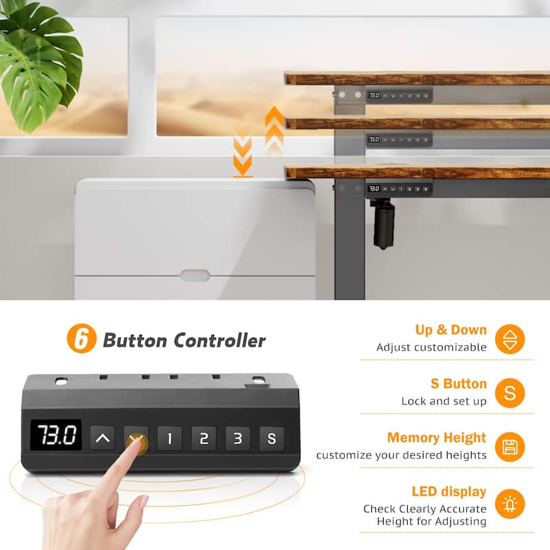 Electric Standing Desk - Adjustable Height Computer Workstation with Memory Settings for Home Office, Gaming & Study