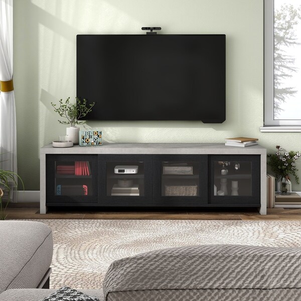 Haylin Contemporary 71-inch Glass Multi-functional Storage TV