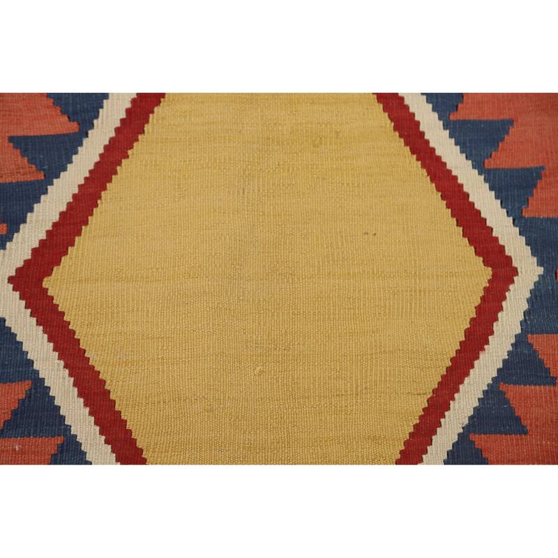 Vegetable Dye Kilim Qashqai Persian Area Rug Hand-Woven Wool Carpet - 4'11" x 8'1"