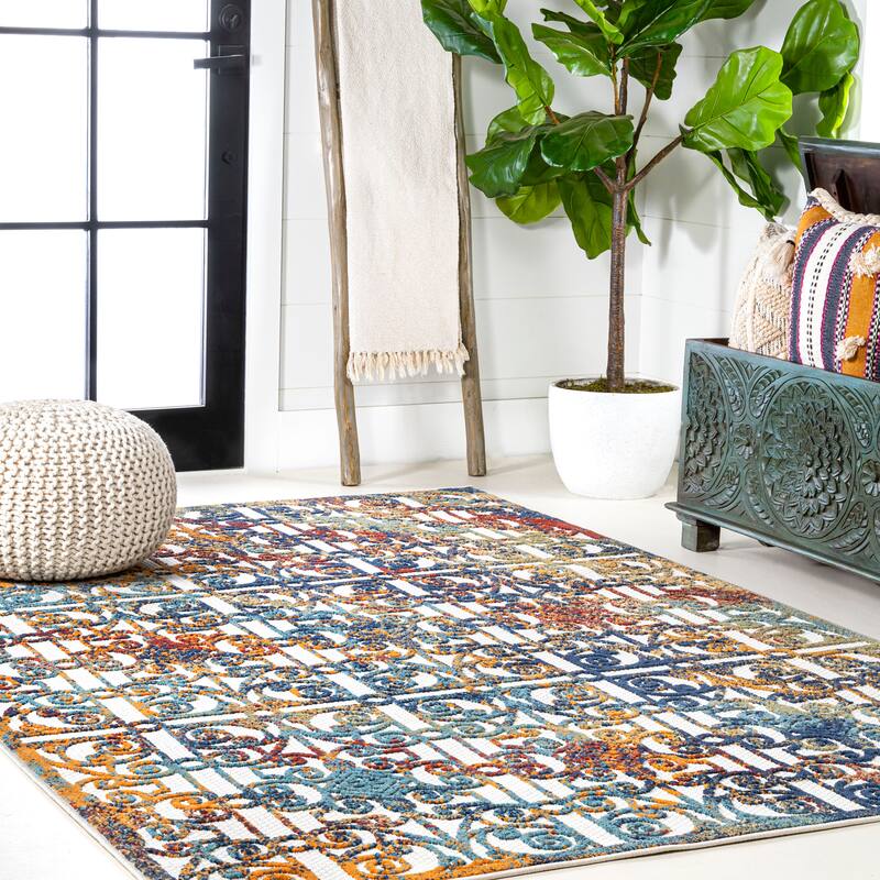 JONATHAN Y Tropics Ornate Trellis Indoor/Outdoor Area Rug