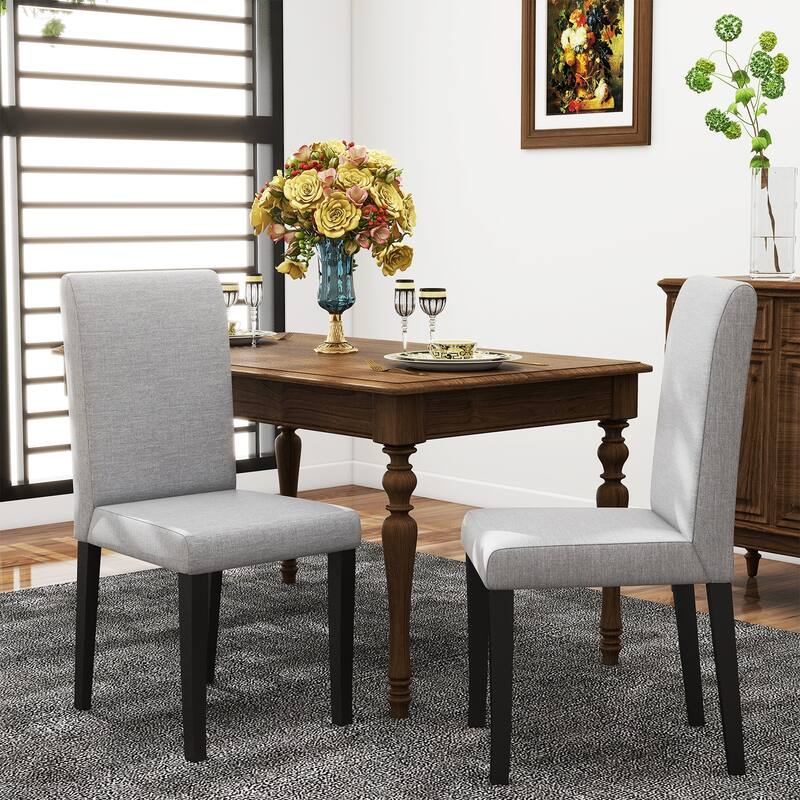 Upholstered Dining Chairs Set of 2, Modern Upholstered Fabric Dining Room Chair with Nailhead Trim and Wood Legs