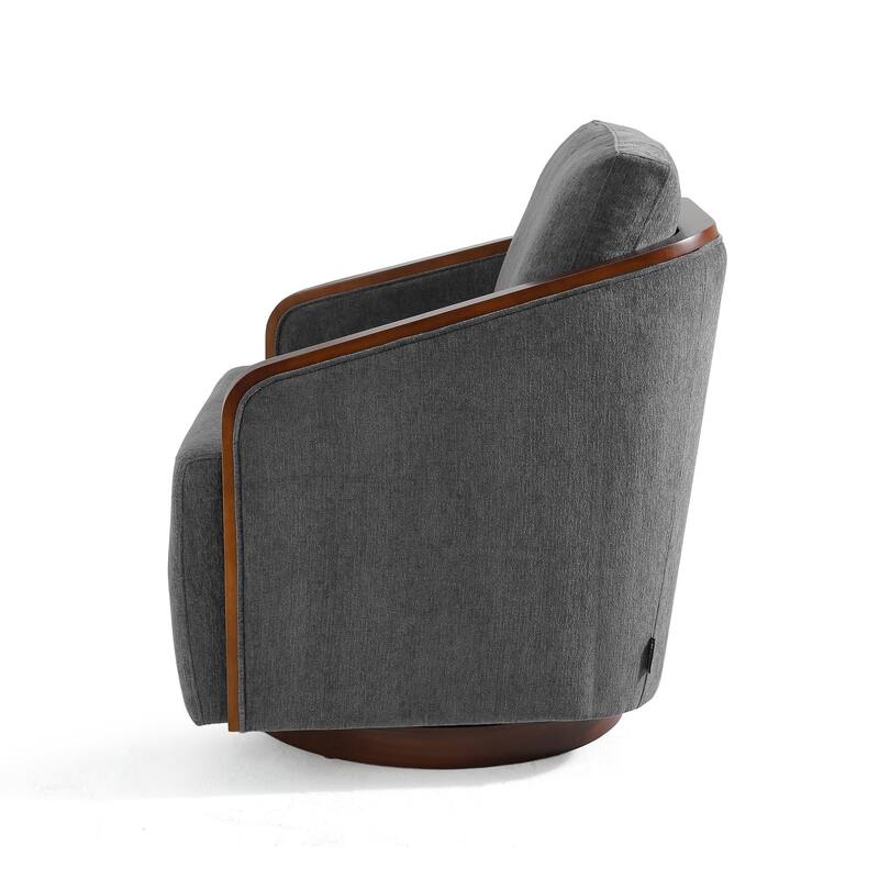Chenille Modern 360°Swivel Barrel Chair Round Base