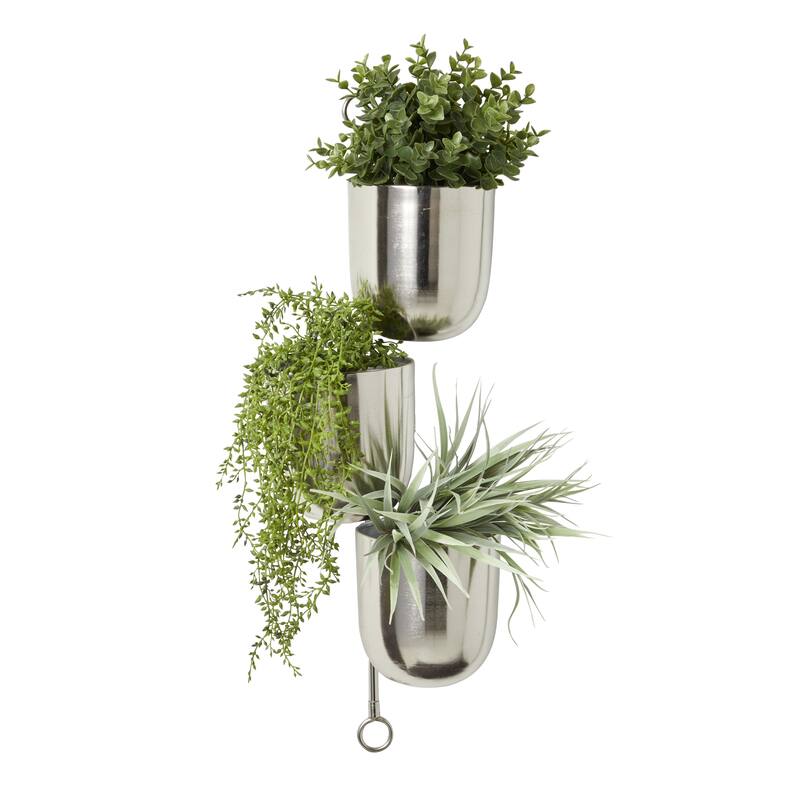 Metal Indoor Outdoor Layered Indoor Outdoor Wall Planter - Gold, Silver, Black, White - Roche River Decor