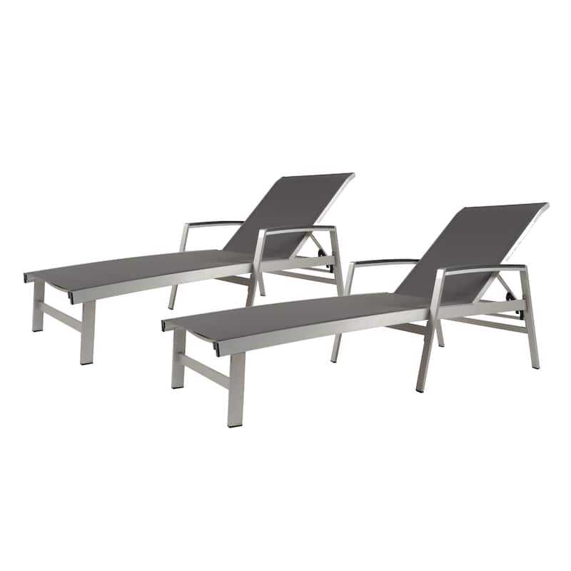 Oxton Outdoor Aluminum Chaise Lounge (Set of 2) by Christopher Knight Home