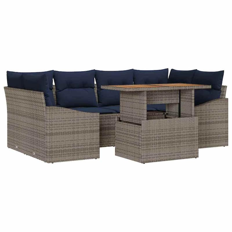 vidaXL 7 Piece Garden Sofa Set with Cushions - 92.1×48.6×27.2