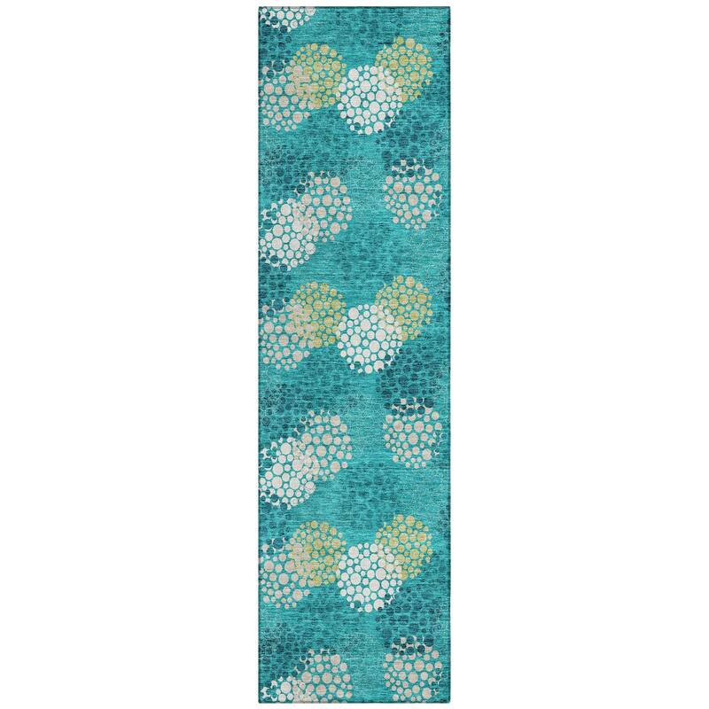 Machine Washable Indoor/ Outdoor Chantille Modern Bubbles Rug