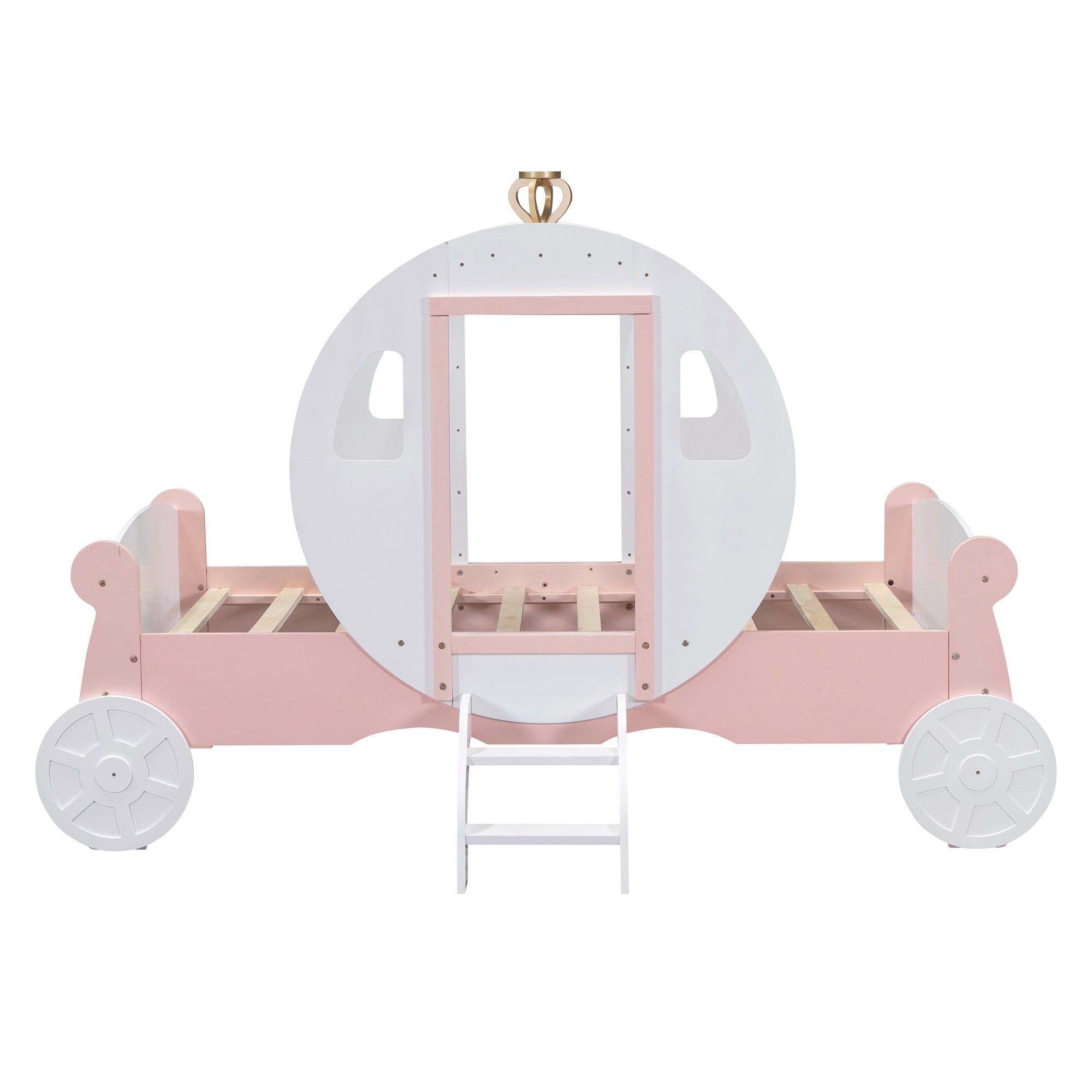 Twin Size Princess Carriage Bed With Crown Wood Platform Car Bed With   Twin Size Princess Carriage Bed With Crown %2CWood Platform Car Bed With Stair 