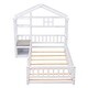 preview thumbnail 8 of 15, Twin Size House-Style Headboard Floor Bed with Fence Guardrails and Cushion Stand - Stylish and Safe