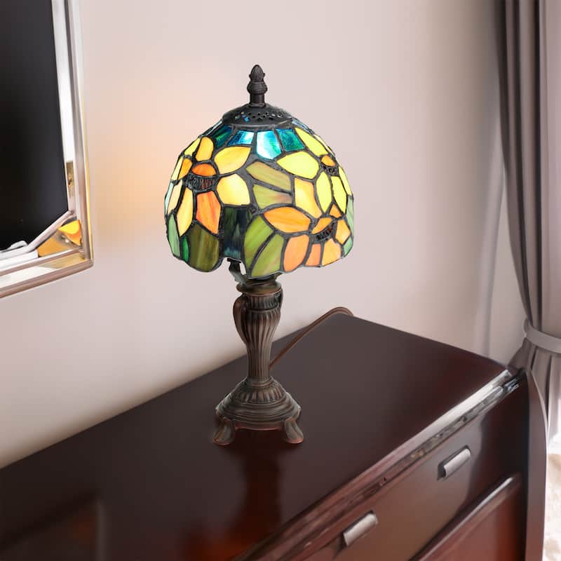 Copper Grove 11.5-inch Tiffany Style Stained Glass Sunflower Lamp - 6"L x 6"W x 12"H