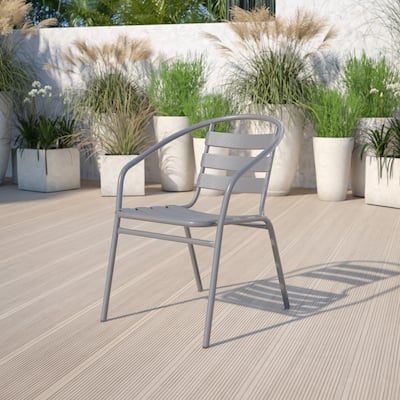 Metal Restaurant Stack Chair with Aluminum Slats
