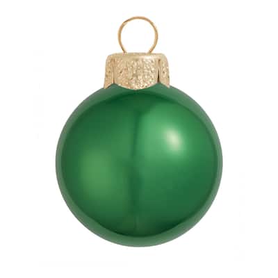 Shiny Finish Glass Christmas Ball Ornaments - 4.75" (120mm) - Green - 4ct