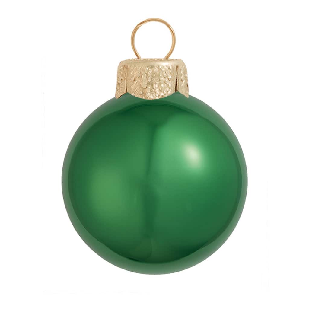 Shiny Finish Glass Christmas Ball Ornaments - 4.75" (120mm) - Green - 4ct