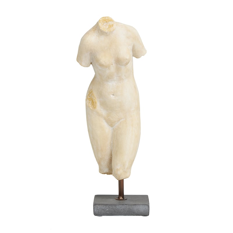 Polystone Woman Decorative Sculpture - Black or Cream - Roche River Decor - Cream - 5"W, 14"H