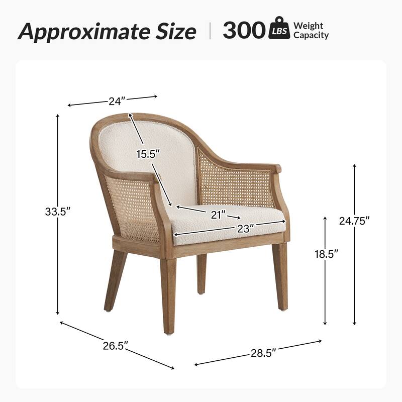 Danilo Farmhouse Rattan Solid Wood Armchair with Solid Wood Legs Set of 2 by HULALA HOME