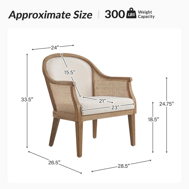 Danilo Farmhouse Rattan Solid Wood Armchair with Solid Wood Legs by HULALA HOME