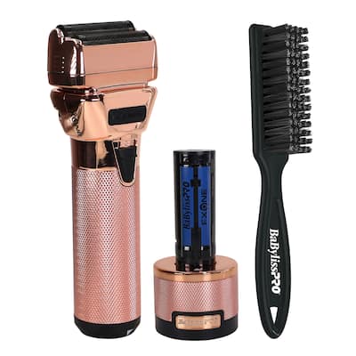 BaByliss Pro FXONE ROSEFX All-Metal Interchangeable-Battery Shaver FX79FSRG + BaByliss Pro Fade Brush - Black BPFADEB