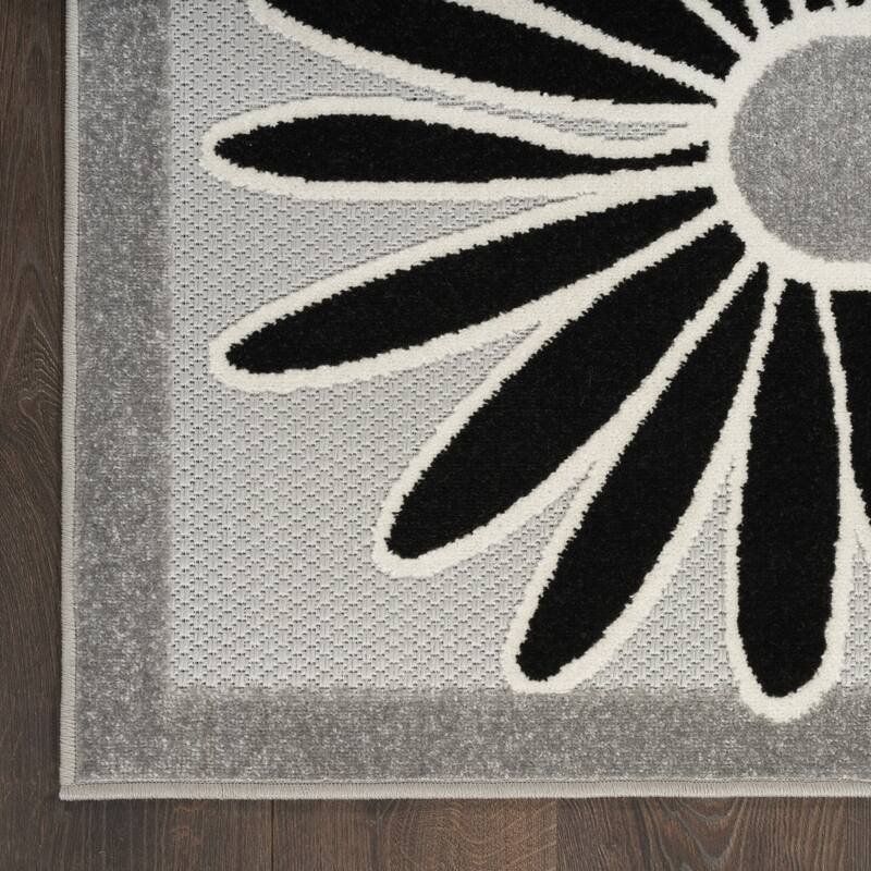 Alfiro Botanic Elegance Sun-Resistant Colors Current & Stylish Outdoor Rug - 3' X 4'