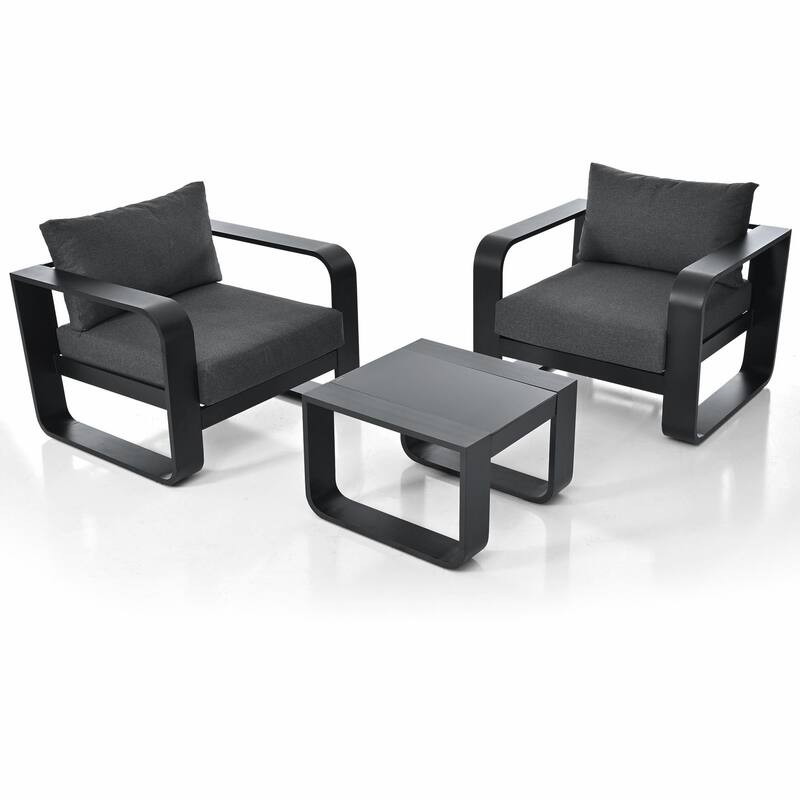 3-Piece Patio Furniture Set with Thick Cushions and Coffee Table