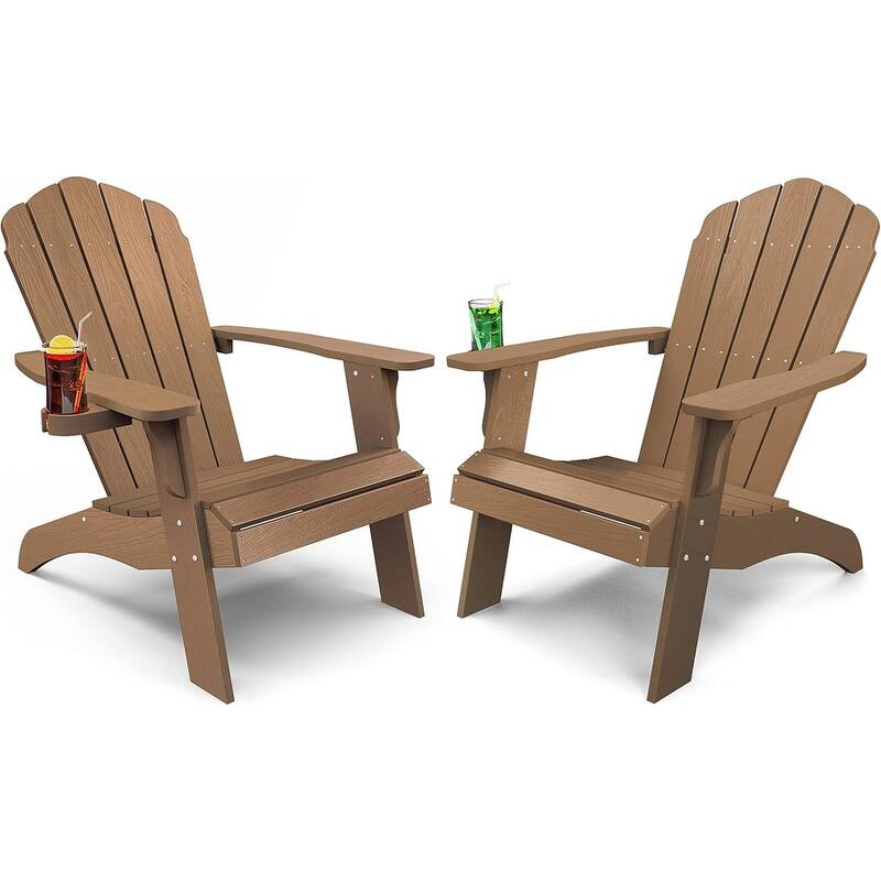 WINSOON HIPS Oversized Adirondack Chair with Cup-Holder - Teakx2
