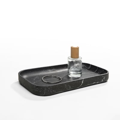Faux Marble Jewelry Organizer Resin Tray - Black