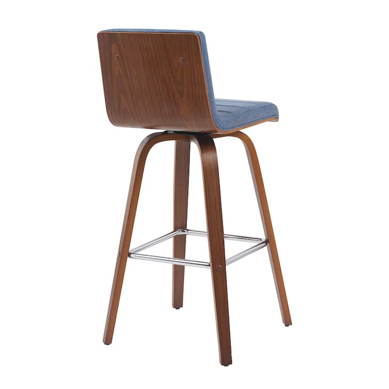 Skara Swivel Bar Stool, Upholstered Bar Height Chair with Bentwood Frame