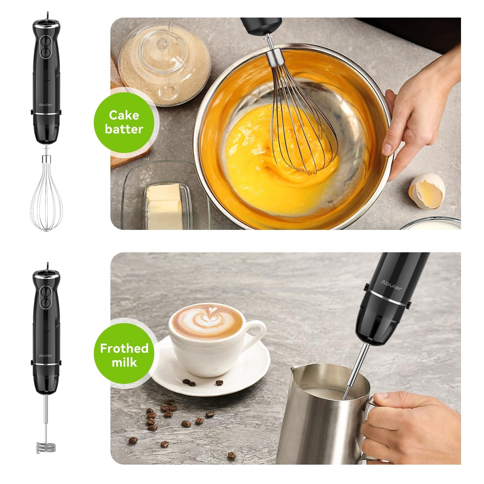 Immersion Blender Handheld, 800W Scratch Resistant Hand Blender,5 in 1 Emulsifier Blender Mixer, BPA-Free 12 Speed Stick Blender